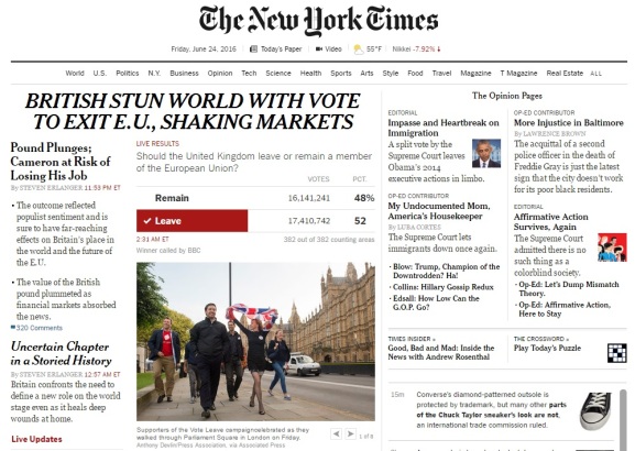 New York Times - Brexit - EU Referendum