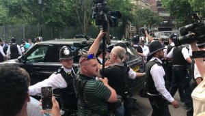 Grenfell Tower protests - Theresa May car