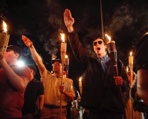 Charlottesville protest - Unite the Right - white supremacists salute
