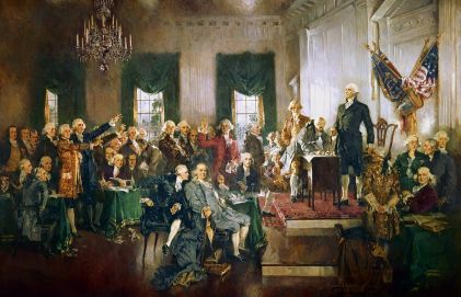Scene at the signing of the Constitution of the United States - Howard Chandler Christy - Hamilton musical - Brexit