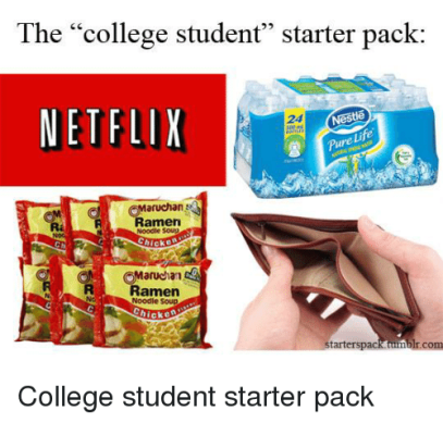 College student starter pack - instant ramen noodles